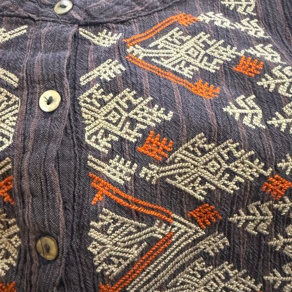 Sundance Embroidered Boho Tunic Top, Navy, Women's Size Small - Picture 6 of 6